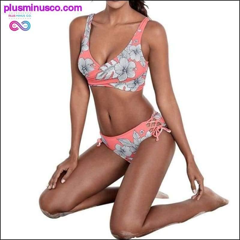 Bikini : Top padded Women Swimwear Flowers Print Set f2020