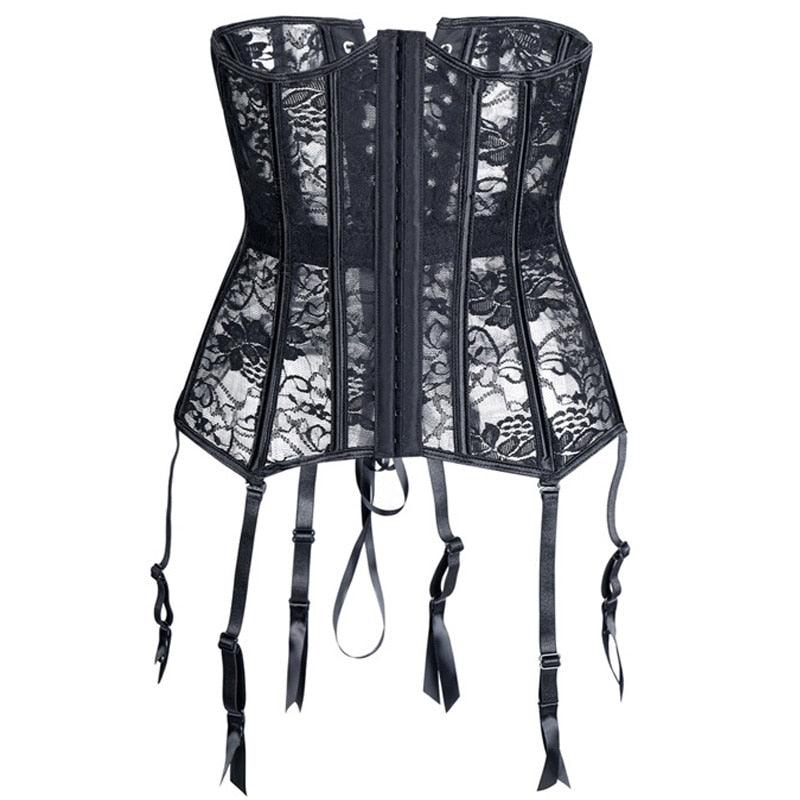 Black Lace Corset with Steel Bones for Slimming and Sexy Look