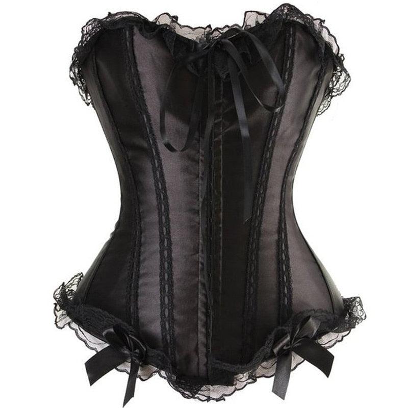 Burlesque corset and skirt set irregular lace up gothic bustier