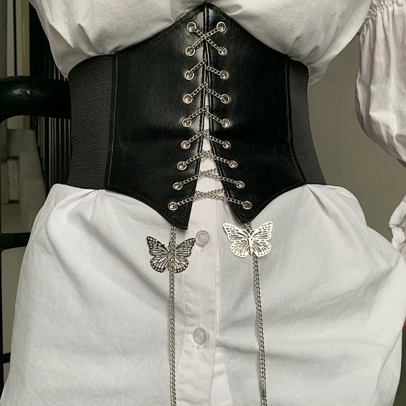 Butterfly Chain Corset Wide Cincher Belt