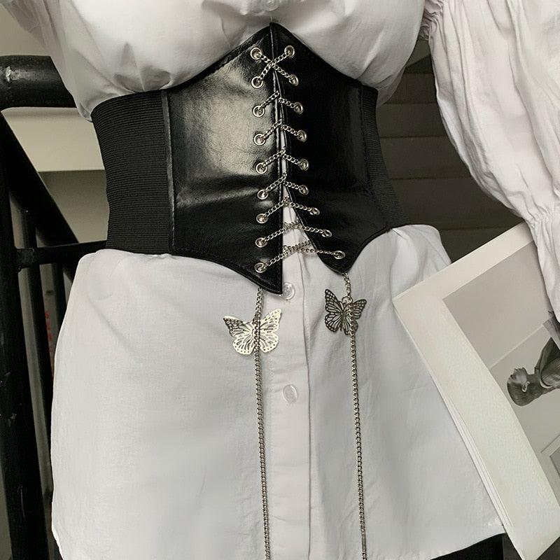 Butterfly Chain Corset Wide Cincher Belt