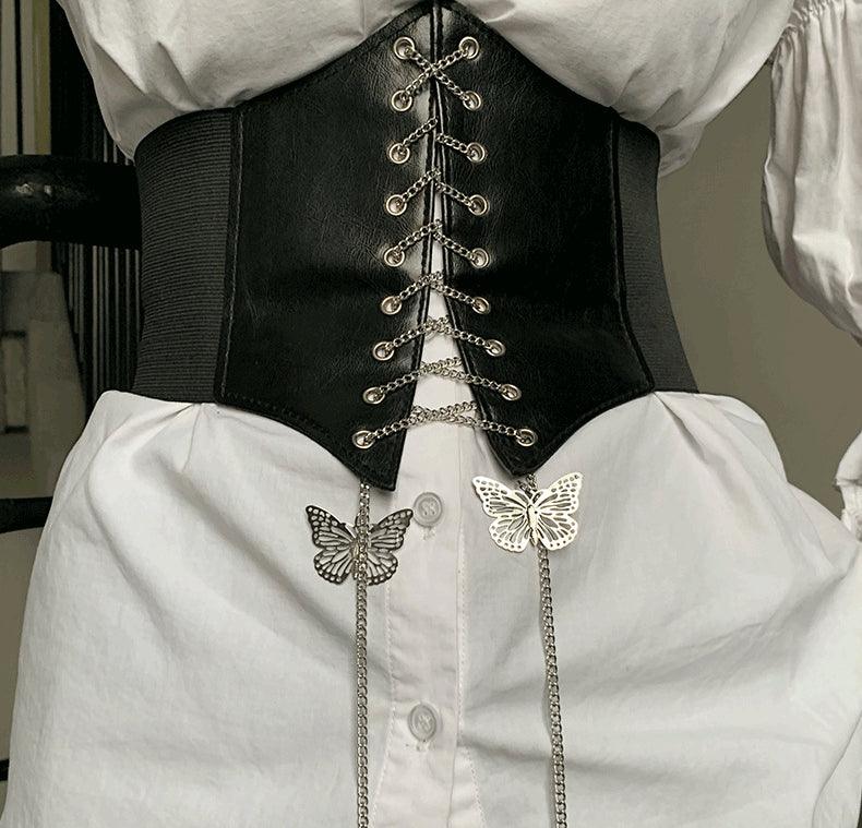 Butterfly Chain Corset Wide Cincher Belt