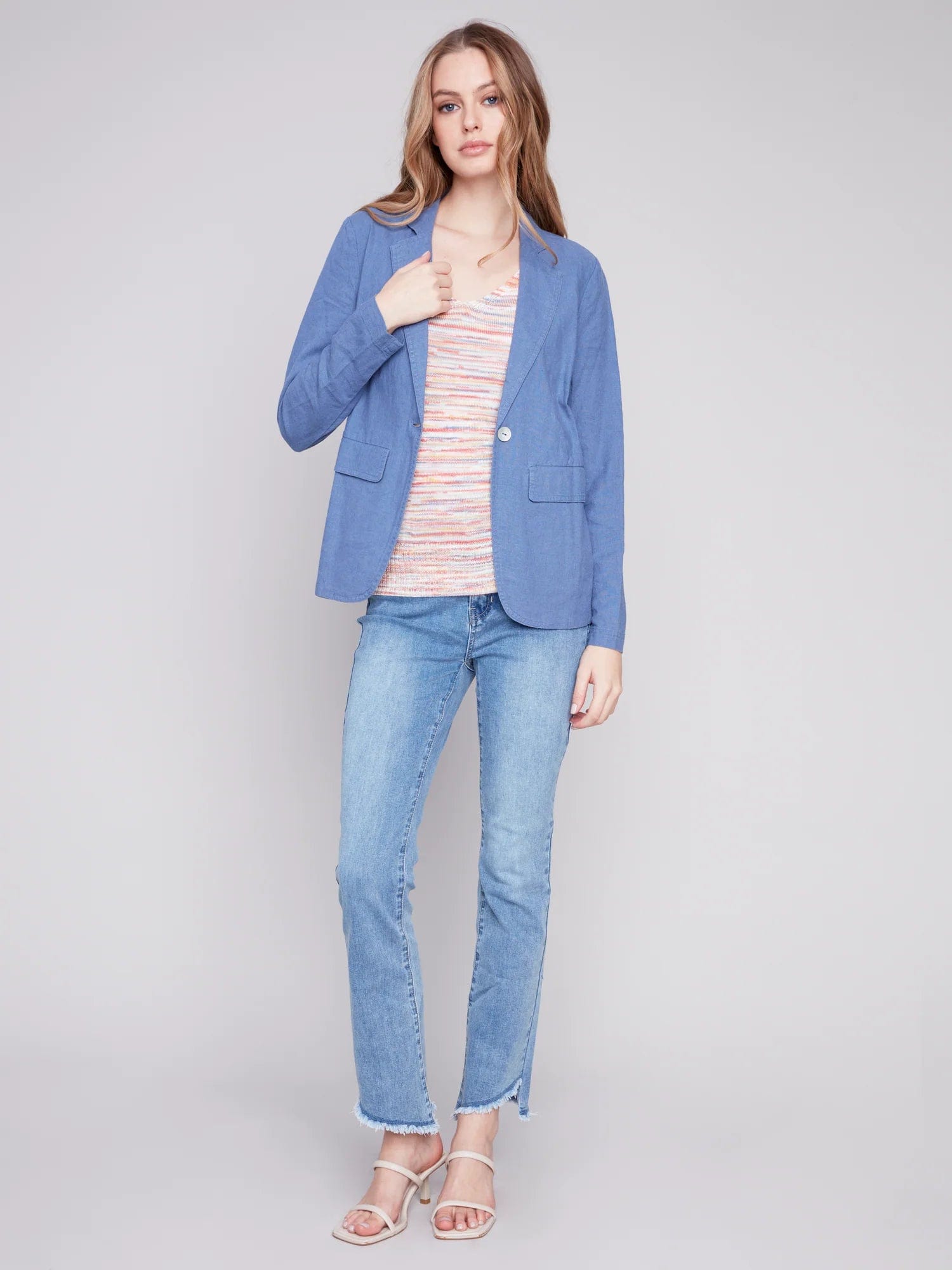 Charlie B Denim Solid Linen Blazer - C6301 229B