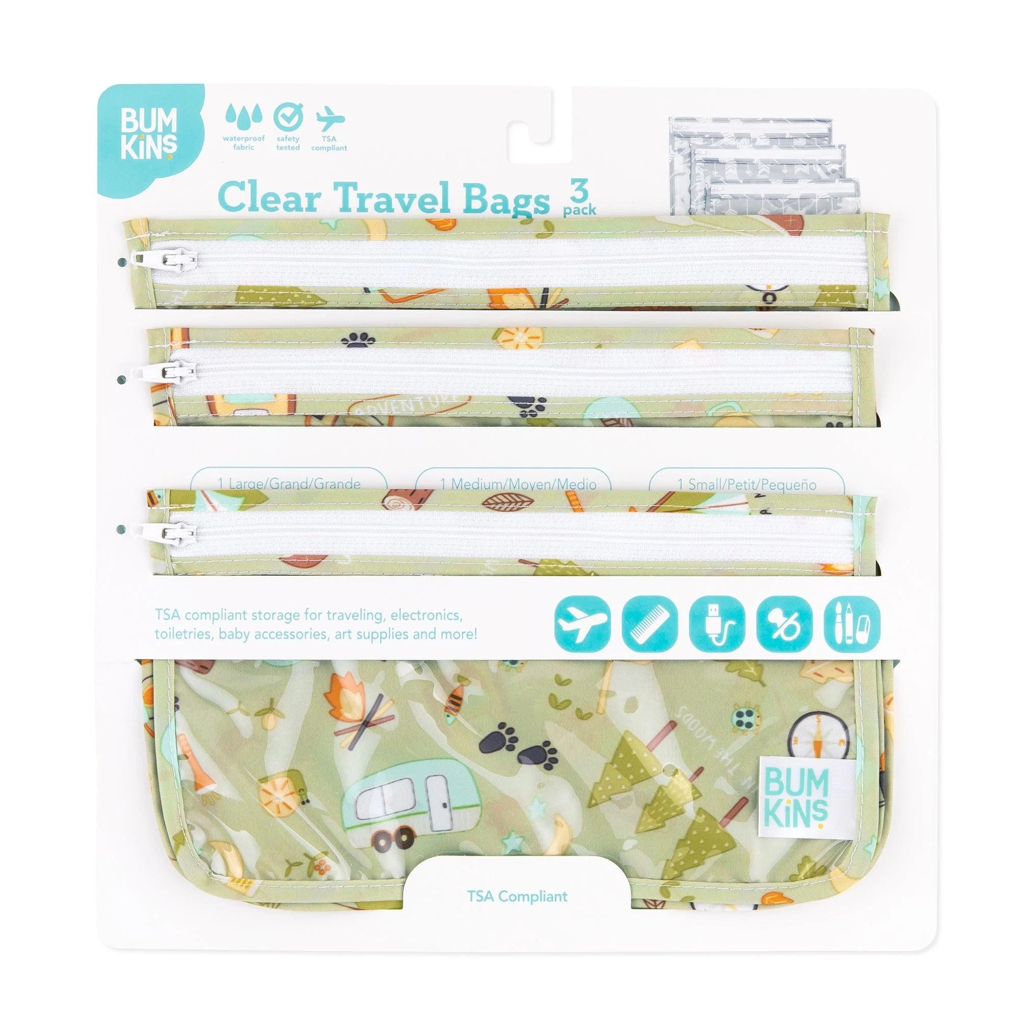 Clear Travel Bag 3-Pack: Camp Gear