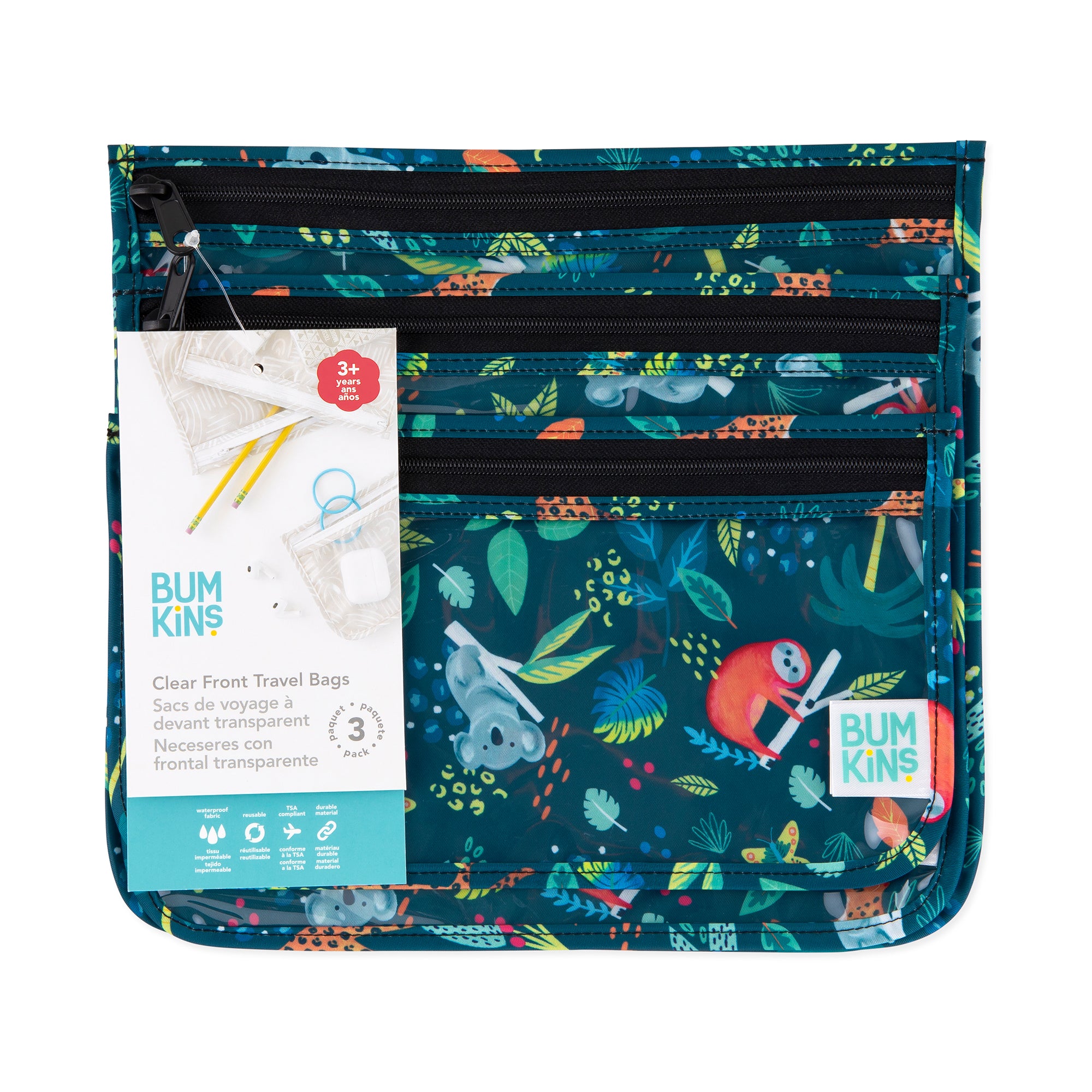 Clear Travel Bag 3-Pack: Jungle