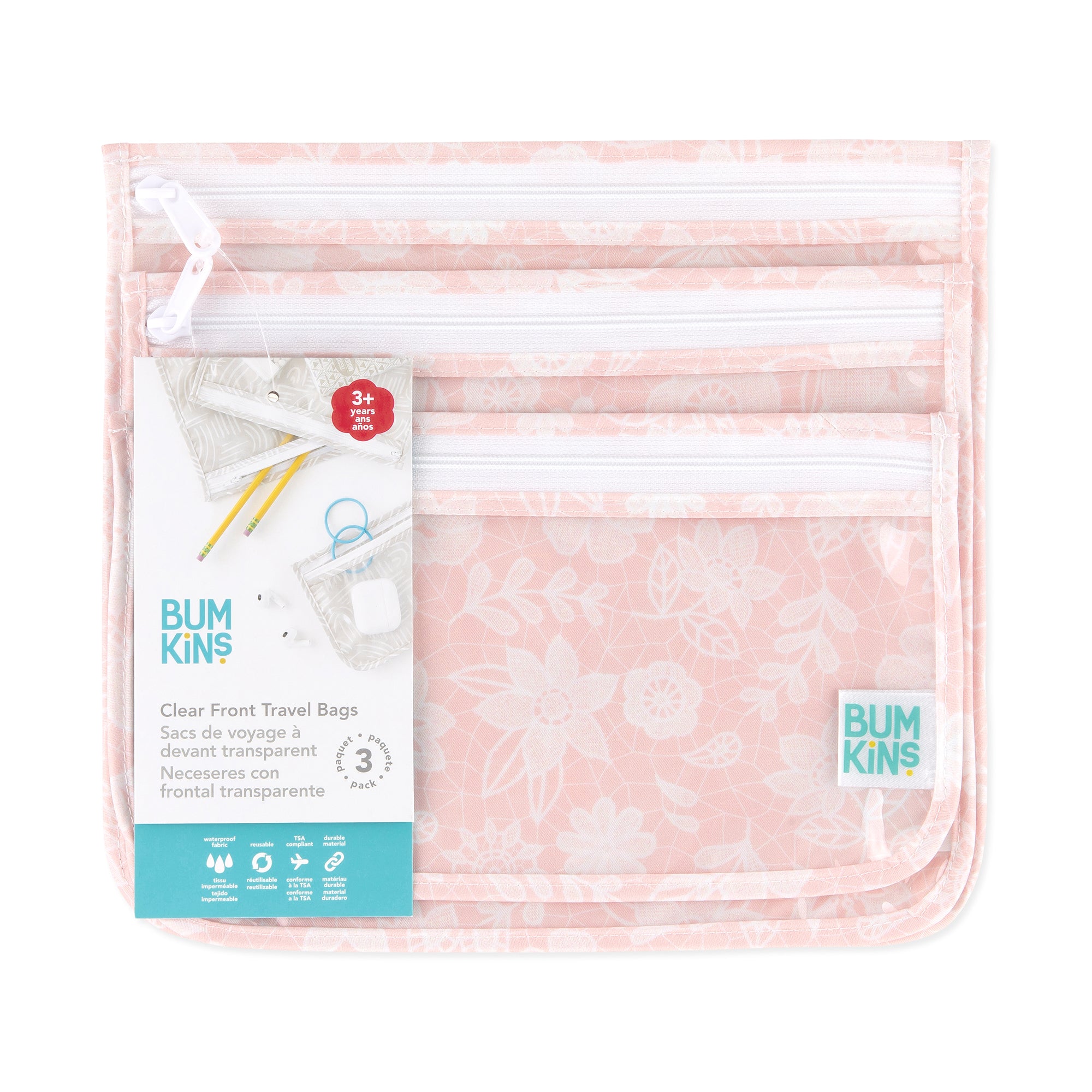 Clear Travel Bag 3-Pack: Lace