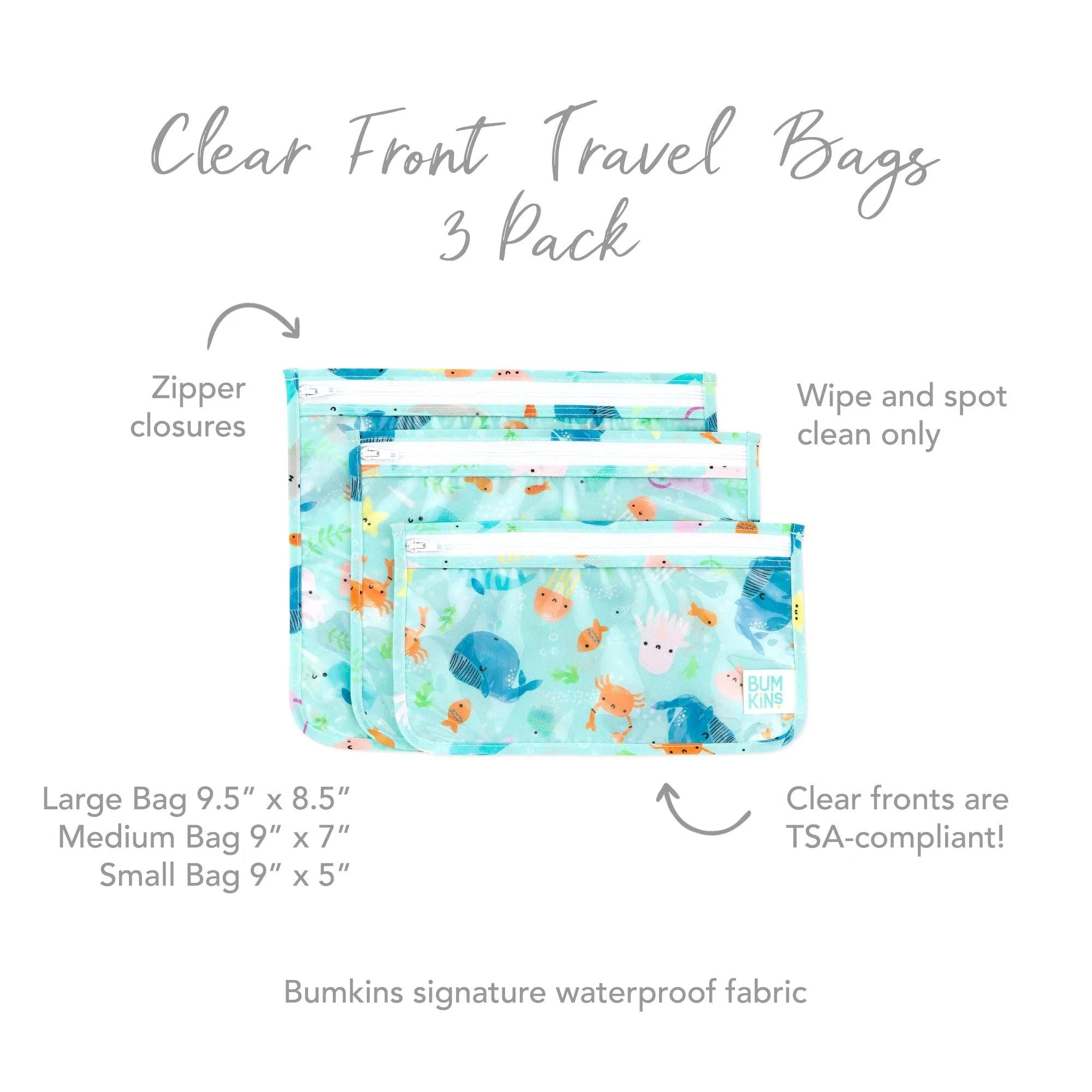 Clear Travel Bag 3-Pack: Ocean Life