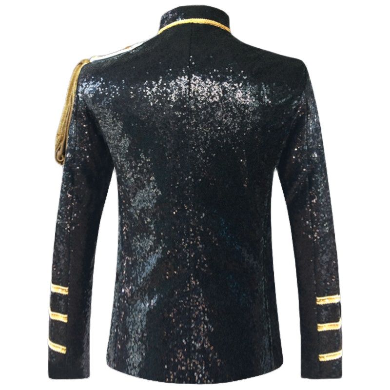 England Style Men's Sequin Single Breasted Long Sleeves Party Blazer