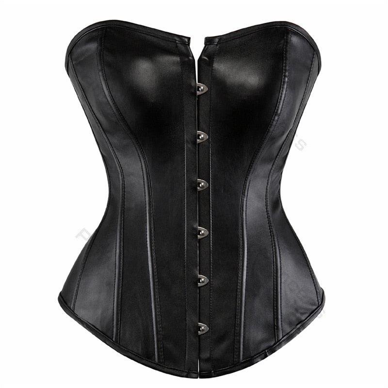 Faux Leather Corset Gothic Bustier Overbust