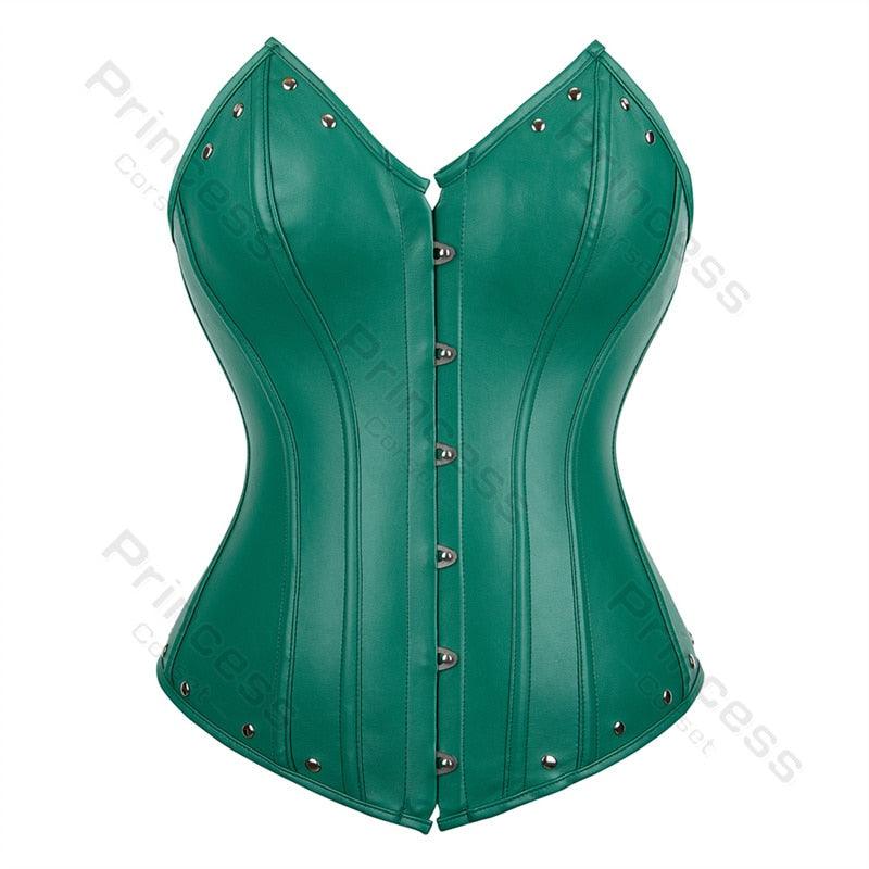 Faux Leather Corset Gothic Bustier Overbust