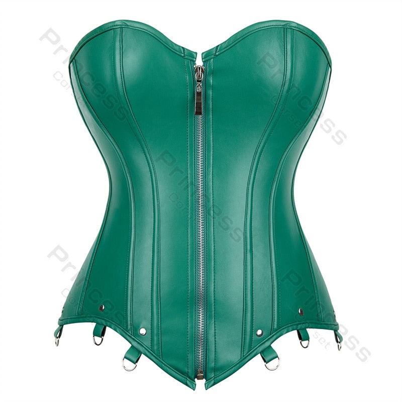 Faux Leather Corset Gothic Bustier Overbust