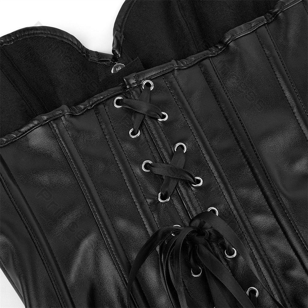 Faux Leather Corset Gothic Bustier Overbust