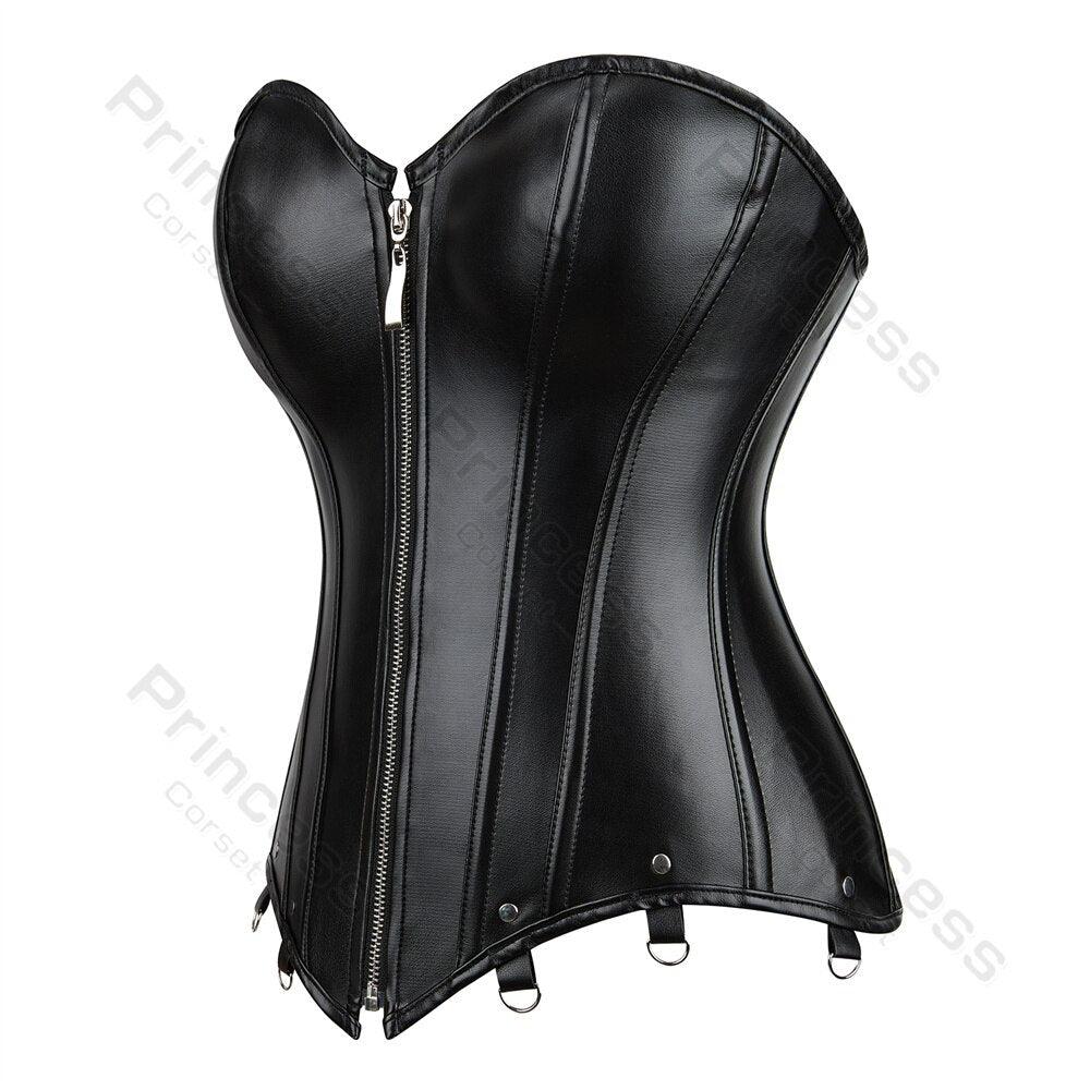 Faux Leather Corset Gothic Bustier Overbust