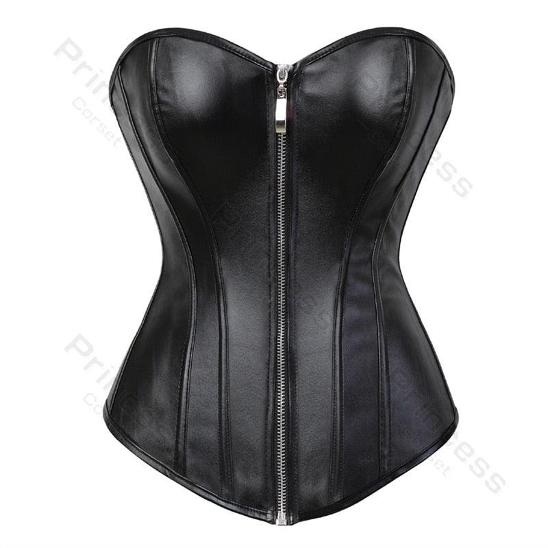 Faux Leather Corset Gothic Bustier Overbust