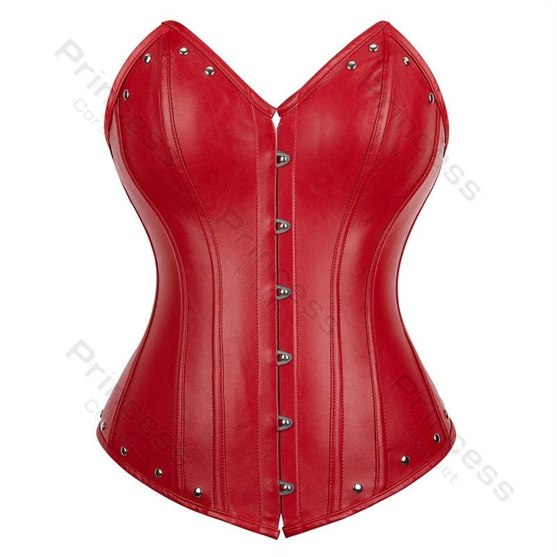 Faux Leather Corset Gothic Bustier Overbust