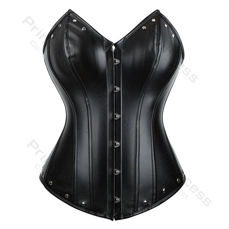 Faux Leather Corset Gothic Bustier Overbust