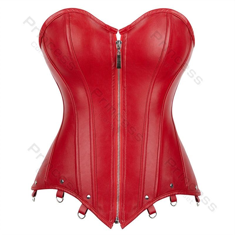 Faux Leather Corset Gothic Bustier Overbust