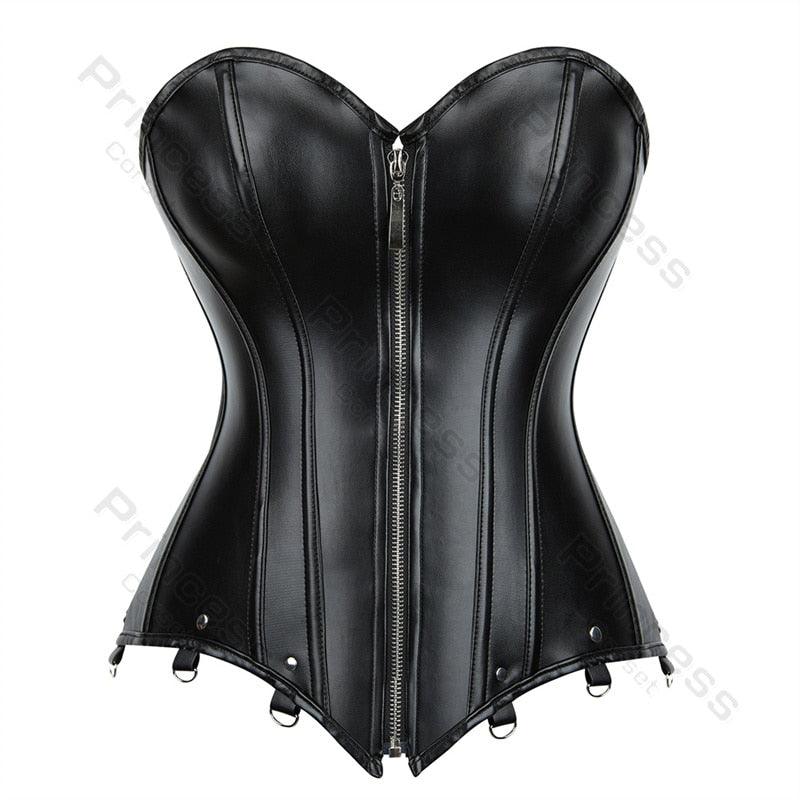 Faux Leather Corset Gothic Bustier Overbust