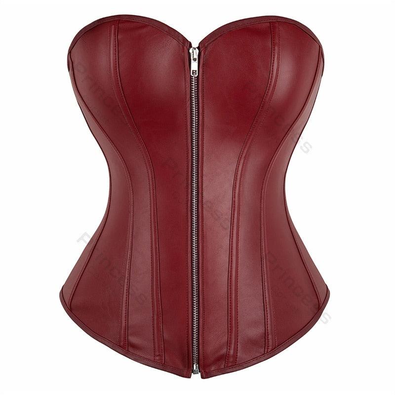 Faux Leather Corset Gothic Bustier Overbust