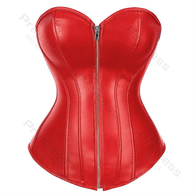 Faux Leather Corset Gothic Bustier Overbust