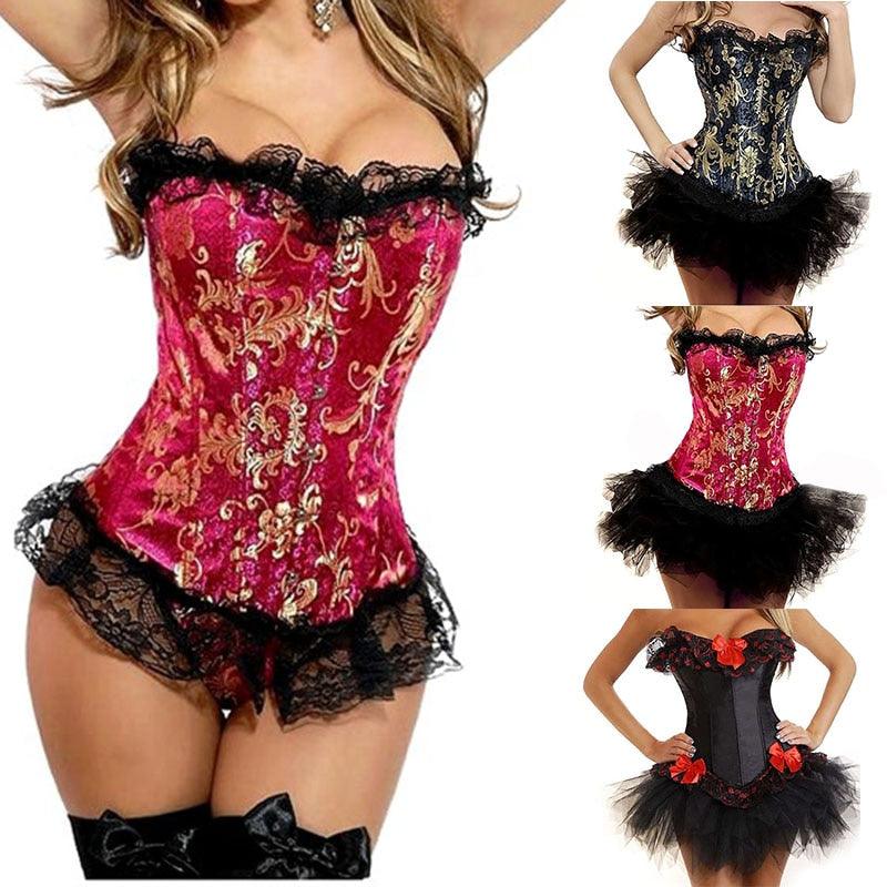 Gothic Corset Lace Up boned Overbust Waist Body shaper