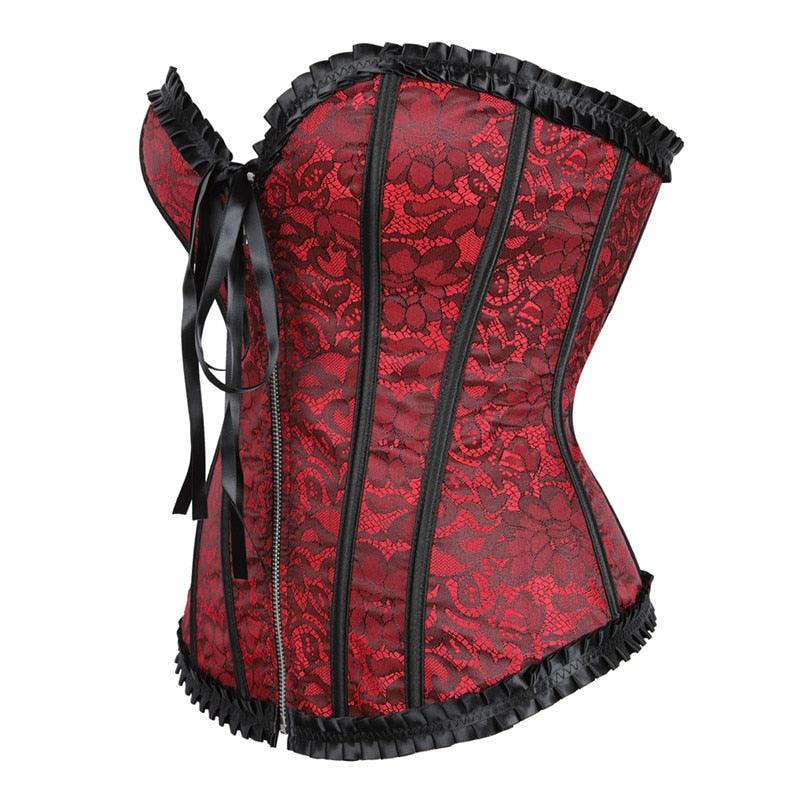 Gothic Corset Sexy Lacing Up With Zipper