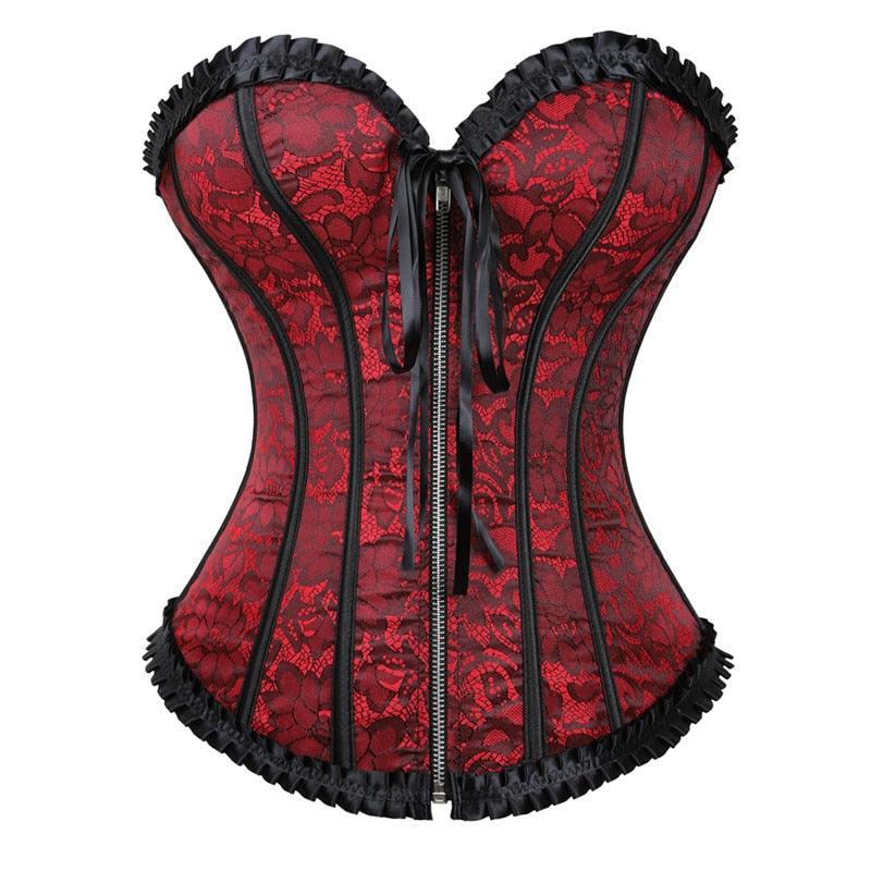 Gothic Corset Sexy Lacing Up With Zipper