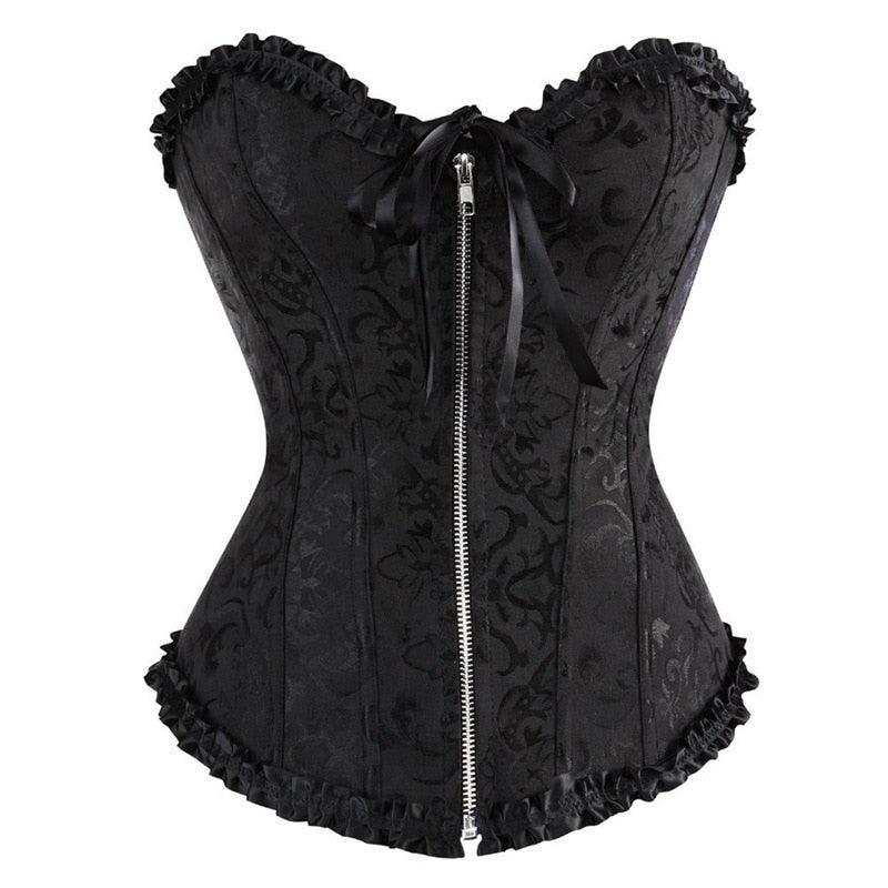 Gothic Corset Sexy Lacing Up With Zipper