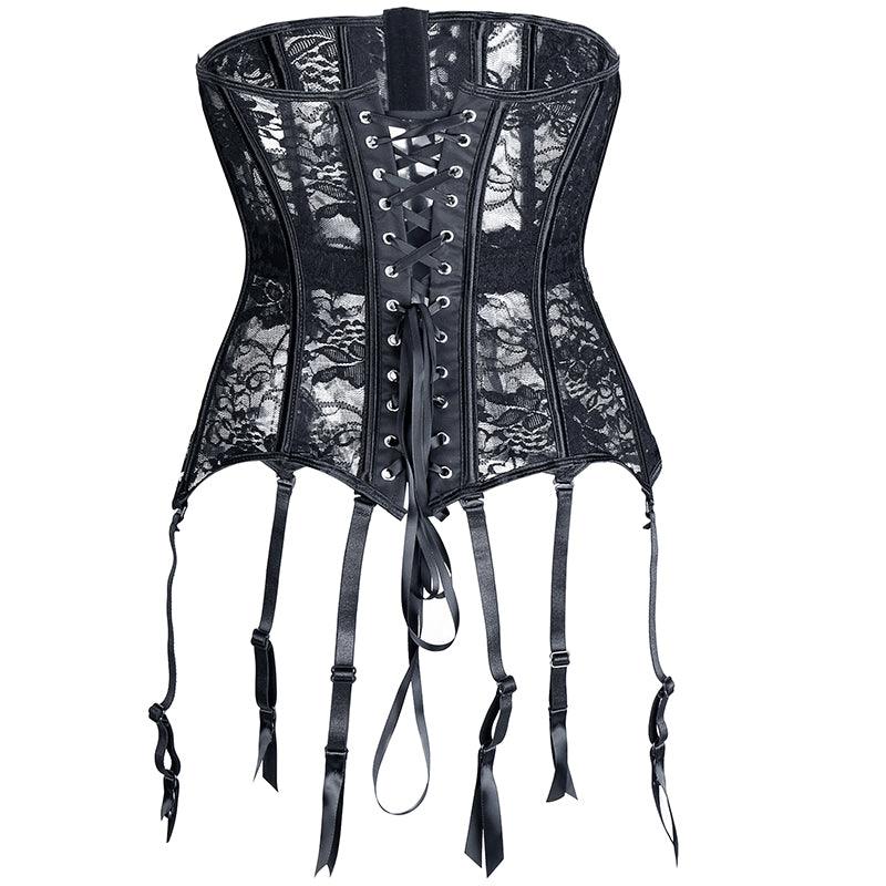 Gothic Lace Up Boned Overbust Bustier Waist Trainer