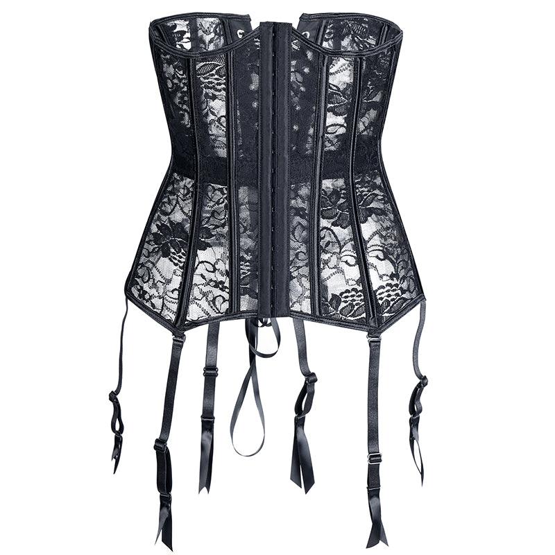 Gothic Lace Up Boned Overbust Bustier Waist Trainer