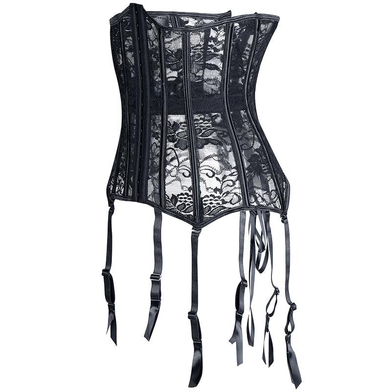 Gothic Lace Up Boned Overbust Bustier Waist Trainer