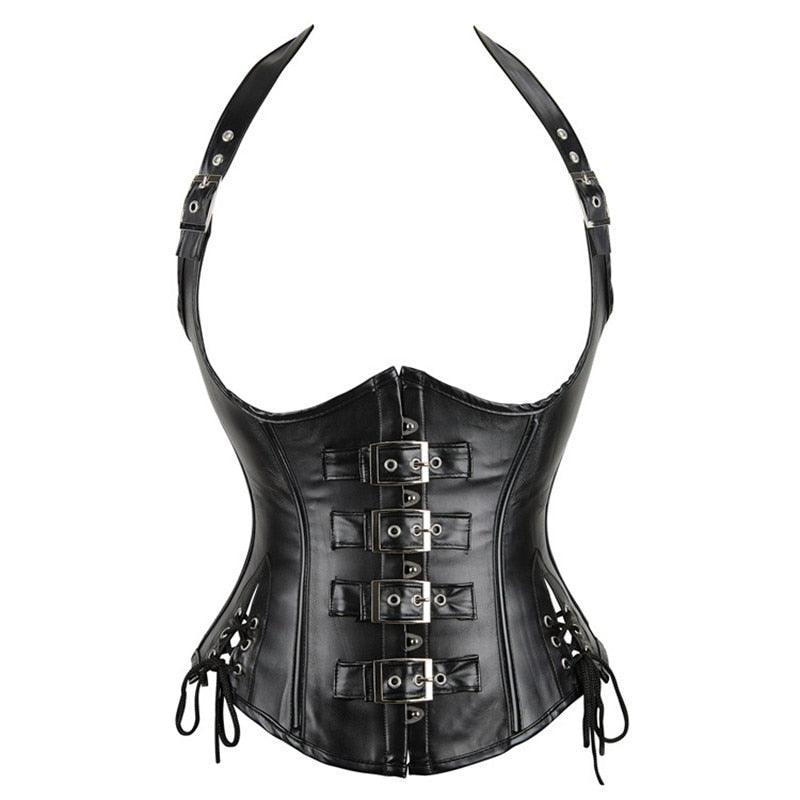 Gothic Punk Style Corset Waist Trainer Cincher Shaper Faux Leather