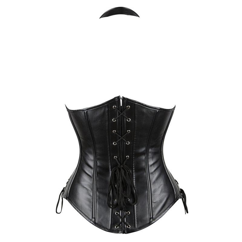 Gothic Punk Style Corset Waist Trainer Cincher Shaper Faux Leather