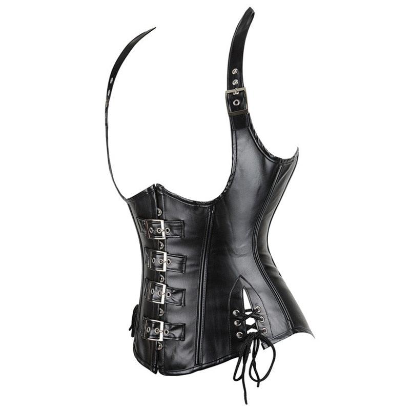 Gothic Punk Style Corset Waist Trainer Cincher Shaper Faux Leather