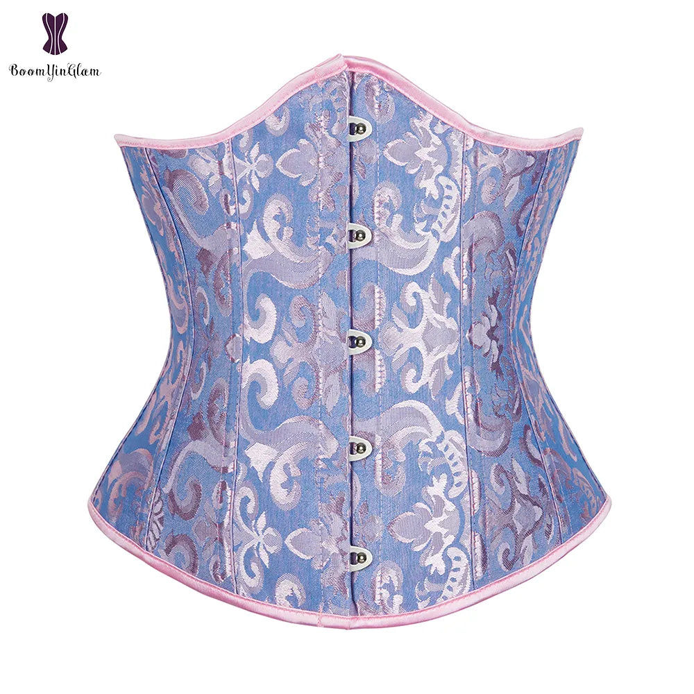 Gothic Underbust Corset Floral Push Up Boned Bustier