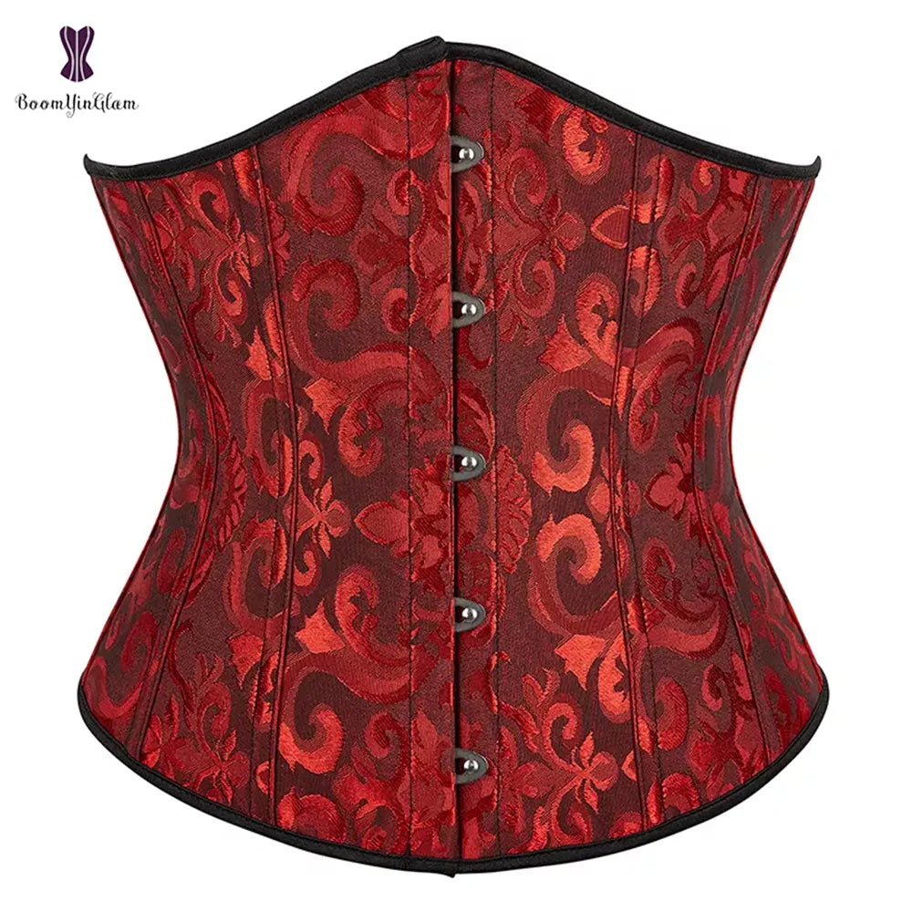 Gothic Underbust Corset Floral Push Up Boned Bustier