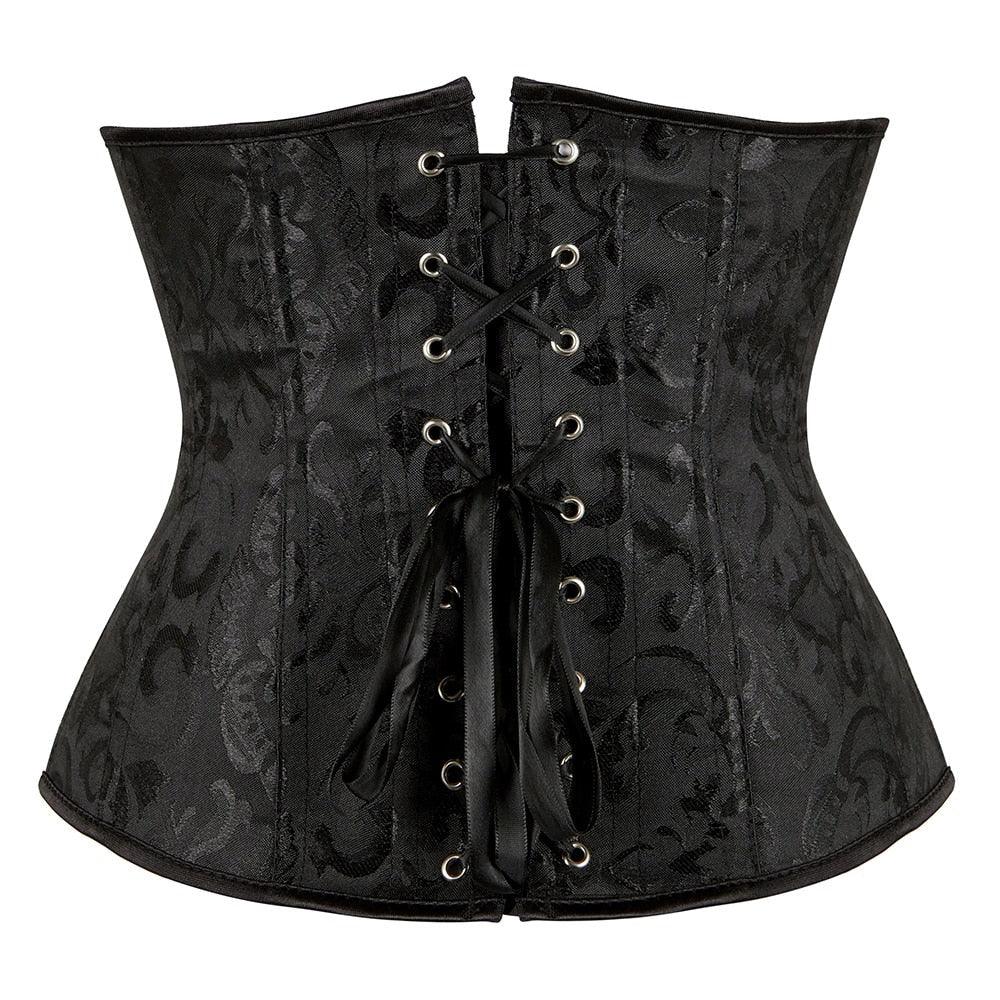 Gothic Underbust Corset Floral Push Up Boned Bustier