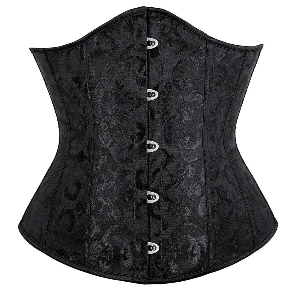 Gothic Underbust Corset Floral Push Up Boned Bustier