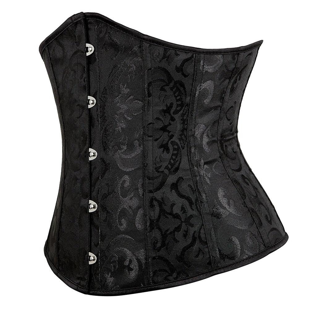 Gothic Underbust Corset Floral Push Up Boned Bustier