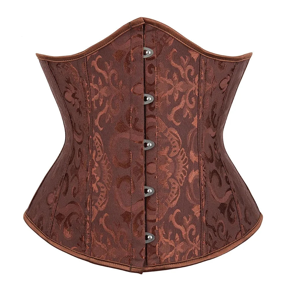 Gothic Underbust Corset Floral Push Up Boned Bustier