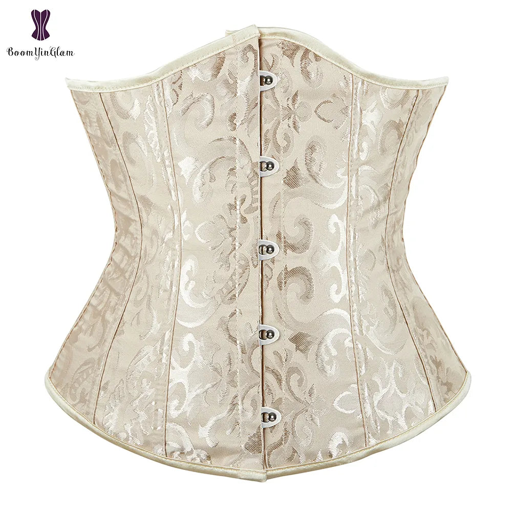 Gothic Underbust Corset Floral Push Up Boned Bustier