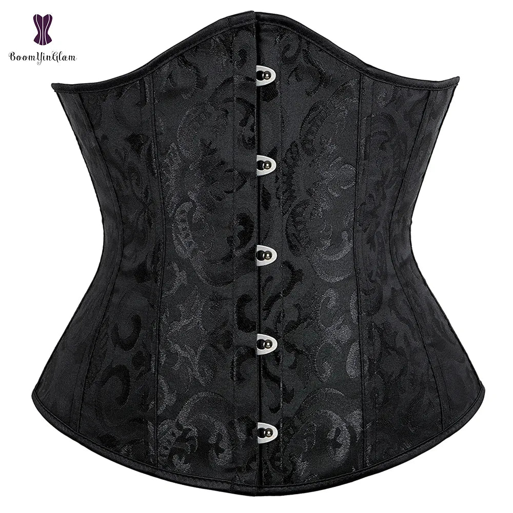 Gothic Underbust Corset Floral Push Up Boned Bustier