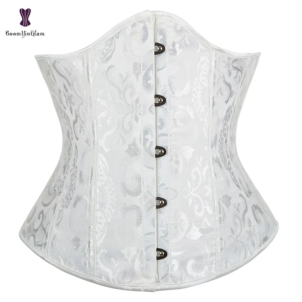 Gothic Underbust Corset Floral Push Up Boned Bustier