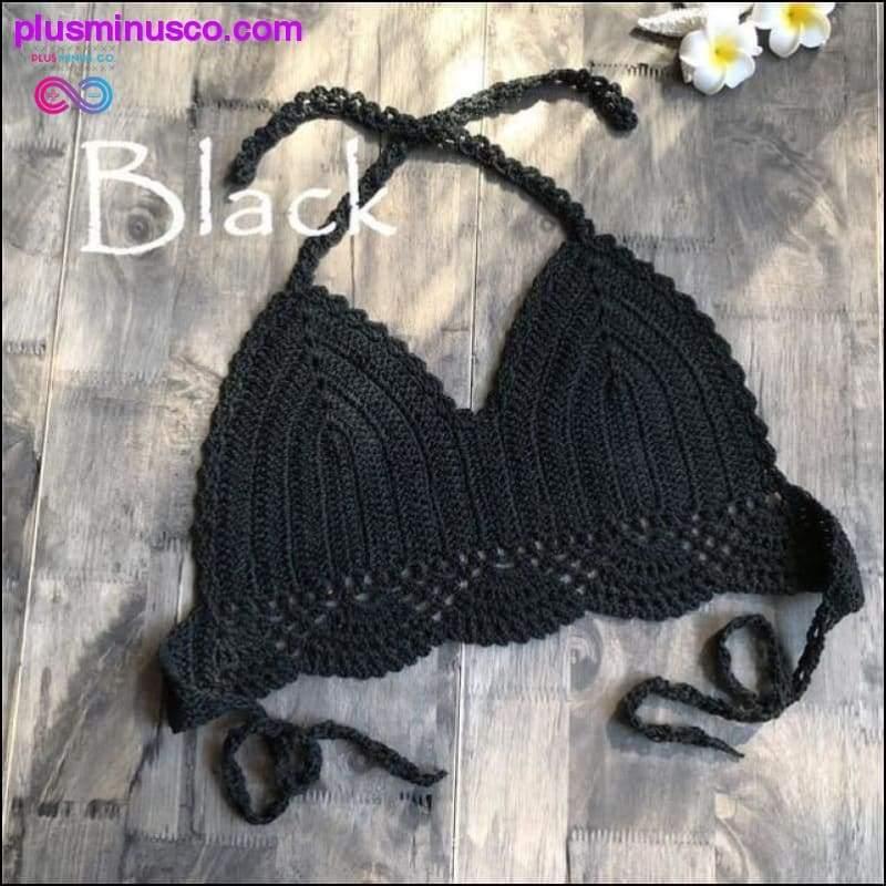 Handmade Crochet Women Bikini Top Boho Beach Bralette Solid