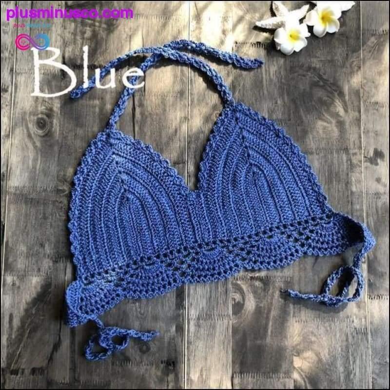 Handmade Crochet Women Bikini Top Boho Beach Bralette Solid