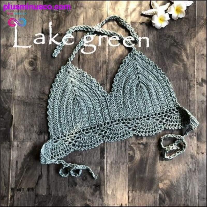 Handmade Crochet Women Bikini Top Boho Beach Bralette Solid