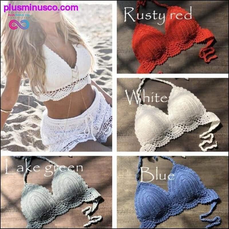 Handmade Crochet Women Bikini Top Boho Beach Bralette Solid