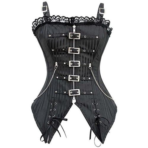 Lace Low-cut Zip Sling vest Gothic Style Slimming Corselet