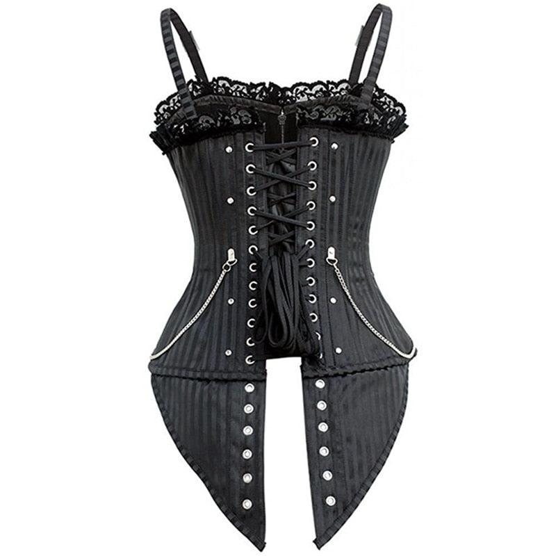 Lace Low-cut Zip Sling vest Gothic Style Slimming Corselet