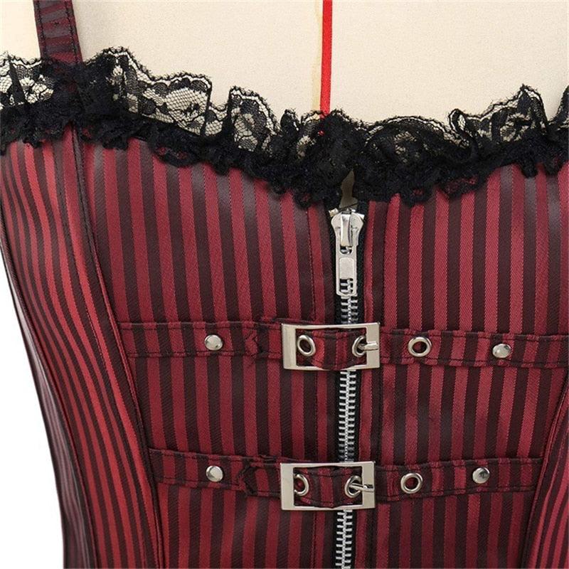 Lace Low-cut Zip Sling vest Gothic Style Slimming Corselet